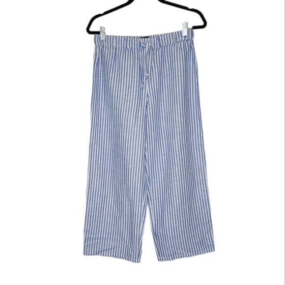 J. Crew Pants & Jumpsuits New J Crew Blue And White Striped Linen